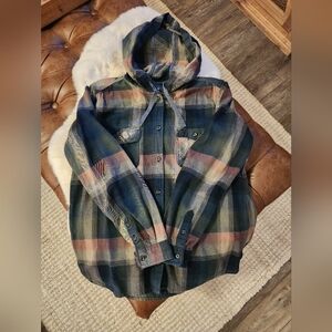Carhartt Women's Plaid Flannel Hooded Shirt Jacket XL
